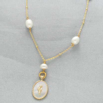 J Pearls Flower Oval Pearl Pendant Set - Distacart