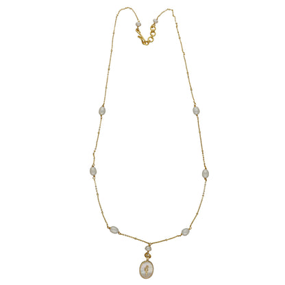 J Pearls Flower Oval Pearl Pendant Set - Distacart