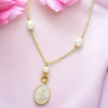 J Pearls Flower Oval Pearl Pendant Set - Distacart