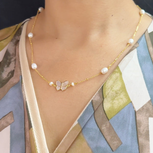 J Pearls ButterFly Pearl Pendant Set - Distacart