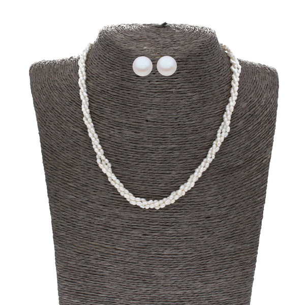 J Pearls Anna 3 Lines Rice Pearl Set - Distacart
