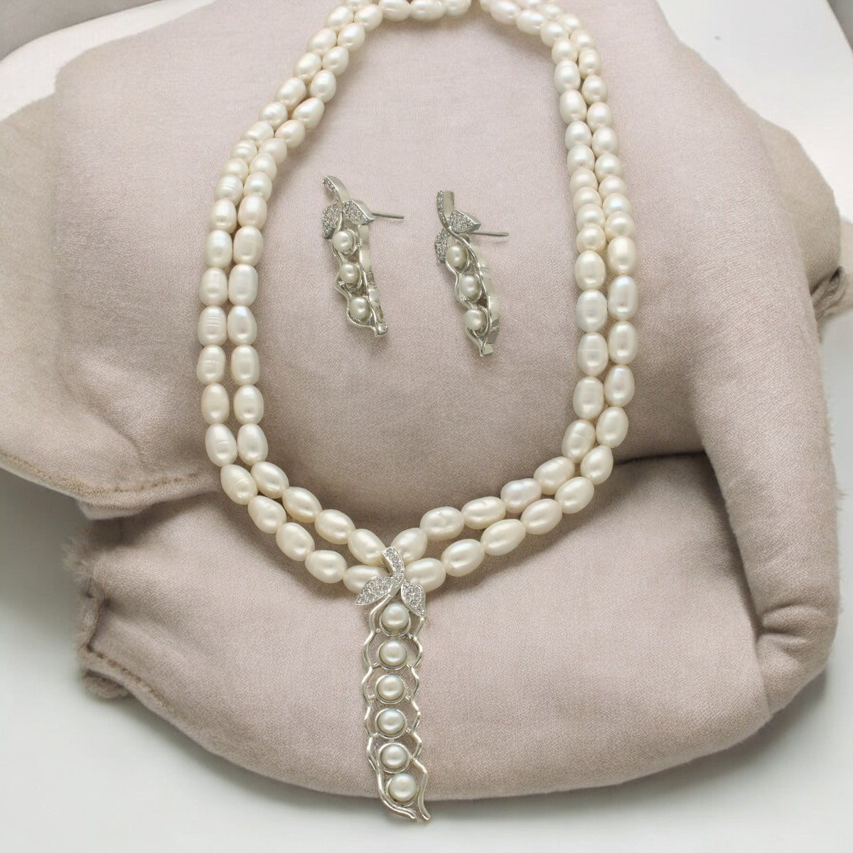 J Pearls Dual Line Iconic Pearl Necklace Set - Distacart