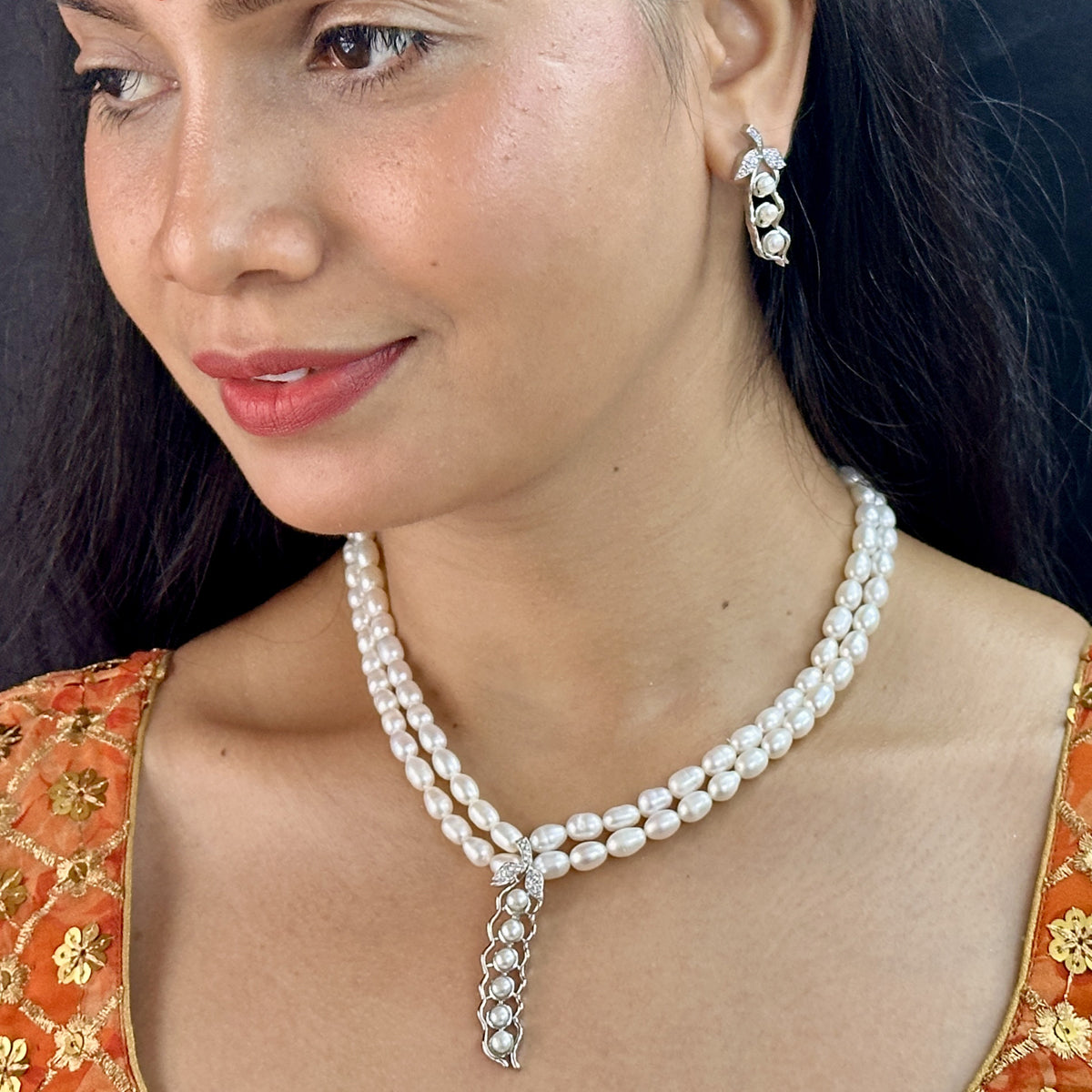 J Pearls Dual Line Iconic Pearl Necklace Set - Distacart