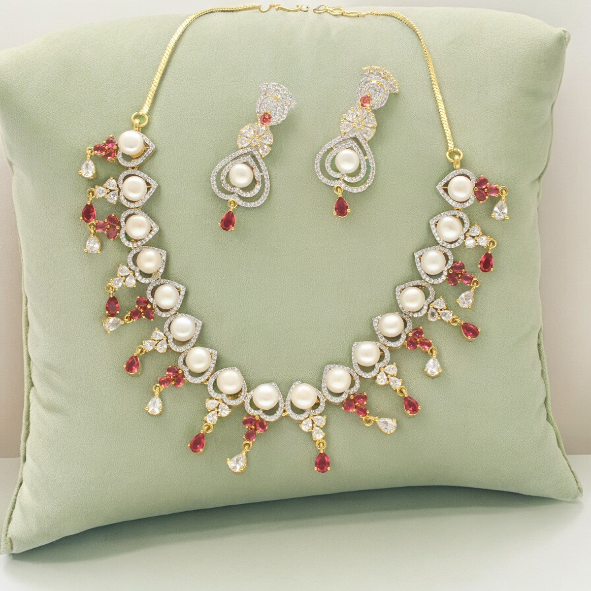 J Pearls Cherry Pearl Necklace Set - Distacart