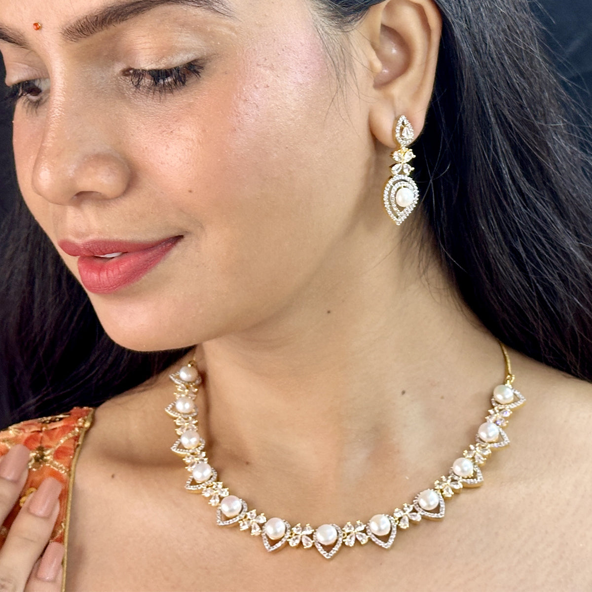 J Pearls Royal Pearl Necklace Set - Distacart