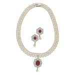Thumbnail for J Pearls Ravishing Dual Line Pearl Necklace Set - Distacart