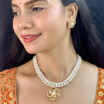 Thumbnail for J Pearls Resplendent Dual Line Pearl Necklace Set - Distacart