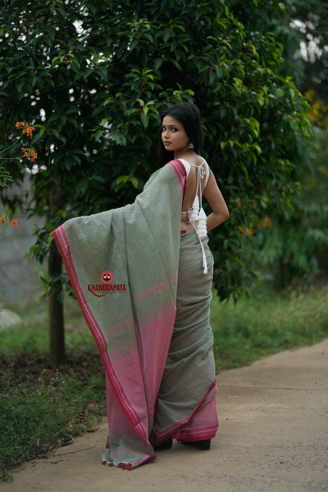 khanduapata Grey and Blush Colour Cotton Saree For Women