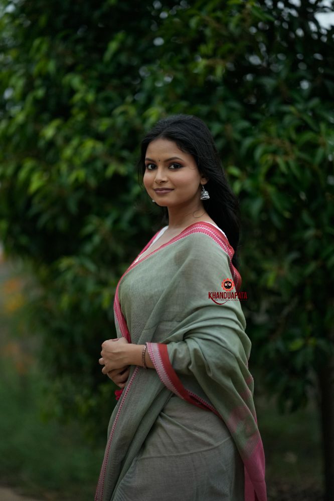 khanduapata Grey and Blush Colour Cotton Saree For Women