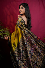Thumbnail for khanduapata Mustard Yellow Colour Double Border Dot Design Silk Saree For Women