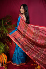 Thumbnail for khanduapata Red & Blue Colour Dot Design Silk Saree For Women