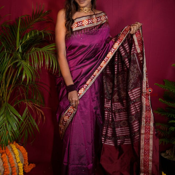 khanduapata Magenta Colour Dot Design Silk Saree For Women