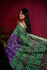 Thumbnail for khanduapata Green & Purple Colour Floral Design Silk Saree For Women