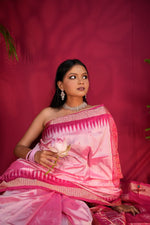 Thumbnail for khanduapata Pink Colour Dot Design Silk Saree For Women
