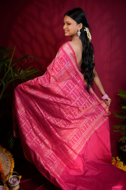 khanduapata Pink Colour Dot Design Silk Saree For Women - Distacart