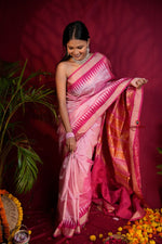 Thumbnail for khanduapata Pink Colour Dot Design Silk Saree For Women