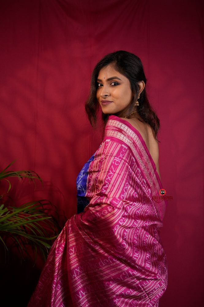 khanduapata Red & Blue Colour Geometric Design Silk Saree For Women