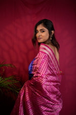 Thumbnail for khanduapata Red & Blue Colour Geometric Design Silk Saree For Women