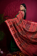 Thumbnail for khanduapata Red & Green Colour Dot Design Silk Saree For Women