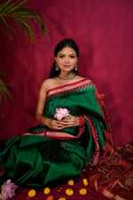 Thumbnail for khanduapata Red & Green Colour Dot Design Silk Saree For Women