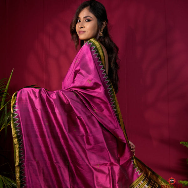 khanduapata Black & Purple Colour Dot Design Silk Saree For Women