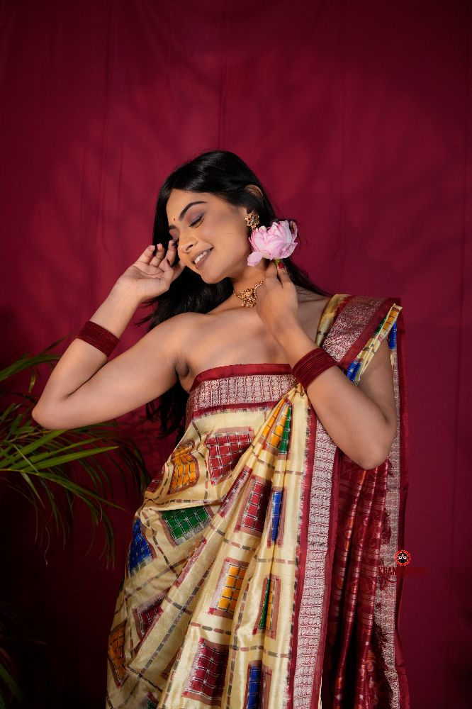 khanduapata Multicolored Geometric & Abstract Design Silk Saree For Women