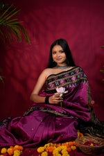 Thumbnail for khanduapata Magenta Colour Double Border Dot Design Silk Saree For Women