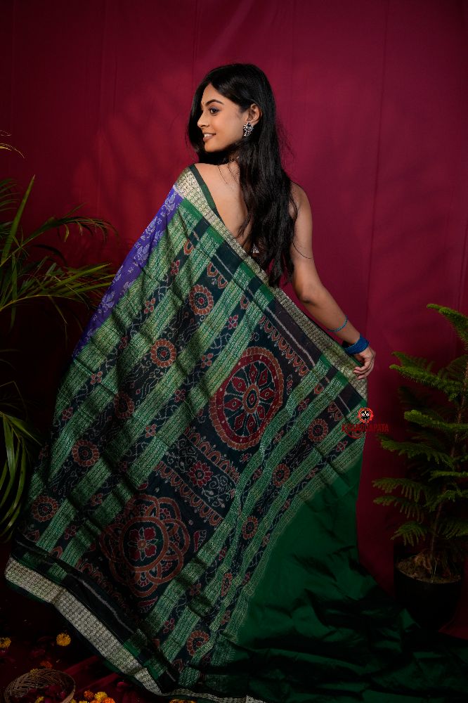 khanduapata Black & Blue Colour Body Design Silk Saree For Women