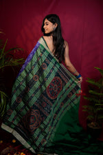 Thumbnail for khanduapata Black & Blue Colour Body Design Silk Saree For Women