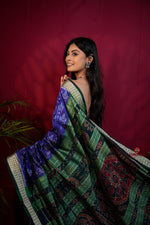 Thumbnail for khanduapata Black & Blue Colour Body Design Silk Saree For Women