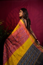 Thumbnail for khanduapata Black & Mustard Yellow Multi Colour Dot Design Silk Saree For Women