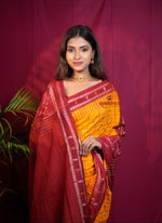 Thumbnail for khanduapata Red & Yellow Colour Fish Design Cotton Saree For Women