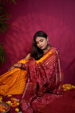 Thumbnail for khanduapata Red & Yellow Colour Fish Design Cotton Saree For Women