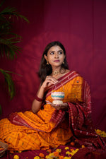 Thumbnail for khanduapata Red & Yellow Colour Fish Design Cotton Saree For Women