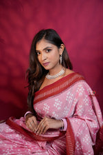 Thumbnail for khanduapata Pink & Red Colour Body Design Cotton Saree For Women