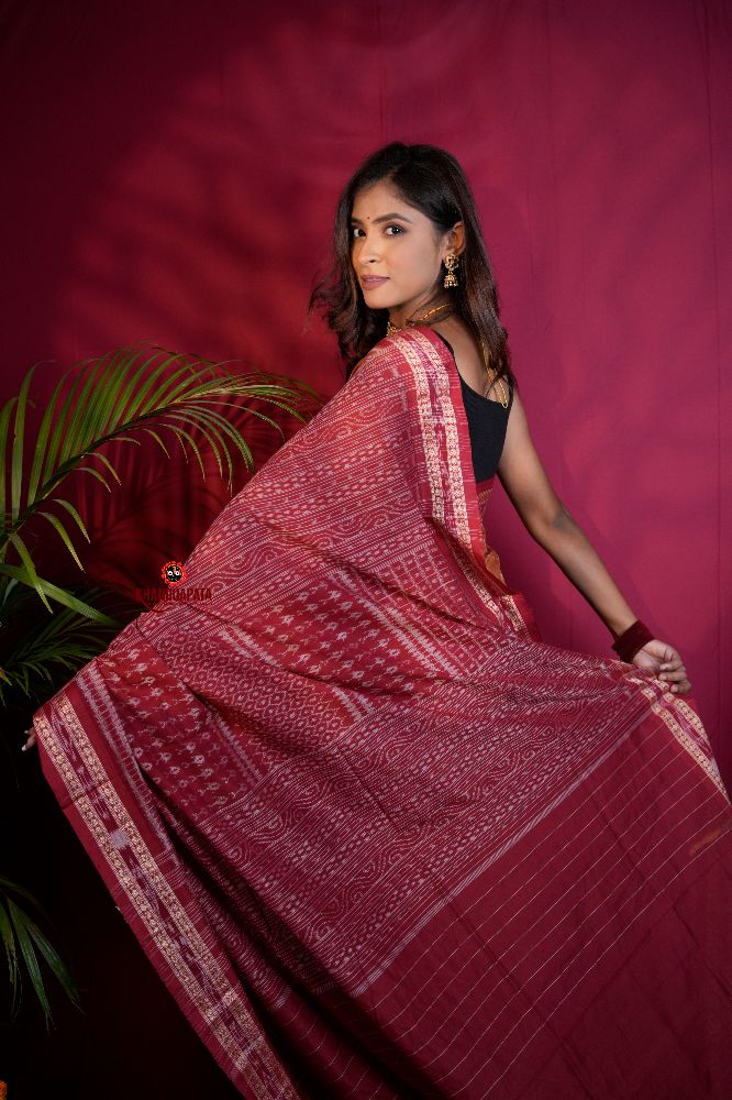 khanduapata Brown & Maroon Colour Body Design Cotton Saree For Women