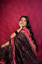 Thumbnail for khanduapata Black & Red Colour Navakothi Design Cotton Saree For Women