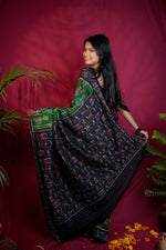 Thumbnail for khanduapata Black & Green Colour Doll Design Cotton Saree For Women