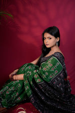 Thumbnail for khanduapata Black & Green Colour Doll Design Cotton Saree For Women