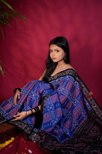 Thumbnail for khanduapata Black & Blue Colour Body Design Cotton Saree For Women