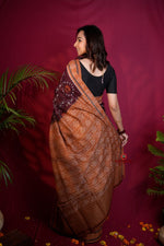 Thumbnail for khanduapata Maroon & Orange Colour Pasapali Border Body Design Cotton Saree For Women