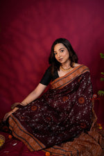 Thumbnail for khanduapata Maroon & Orange Colour Pasapali Border Body Design Cotton Saree For Women