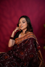 Thumbnail for khanduapata Maroon & Orange Colour Pasapali Border Body Design Cotton Saree For Women