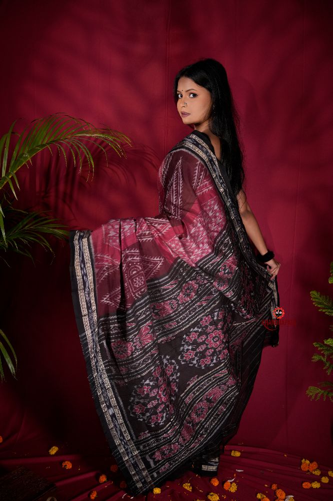 khanduapata Black & Red Colour Body Design Cotton Saree For Women