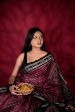 Thumbnail for khanduapata Black & Red Colour Body Design Cotton Saree For Women