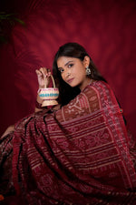 Thumbnail for khanduapata Brown & Red Colour Body Design Cotton Saree For Women