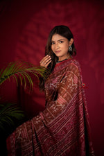 Thumbnail for khanduapata Brown & Red Colour Body Design Cotton Saree For Women