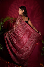 Thumbnail for khanduapata Brown & Red Colour Body Design Cotton Saree For Women