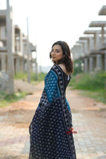 Thumbnail for khanduapata Green & Black Colour Box Design Cotton Saree For Women