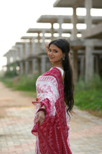 Thumbnail for khanduapata Red & White Border Pasapali Design Cotton Saree For Women